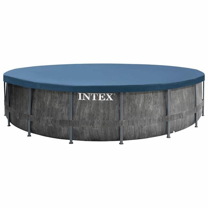 Piscine autoportante Intex Prism Frame Greywood 457x122 cm avec pompe de filtration et accessoires - Gris