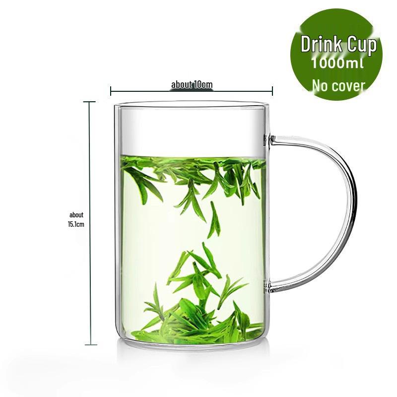 1200ml Large Capacity High Borosilicate Glass Cup with Lid and Straw 1L-1.2L capacity