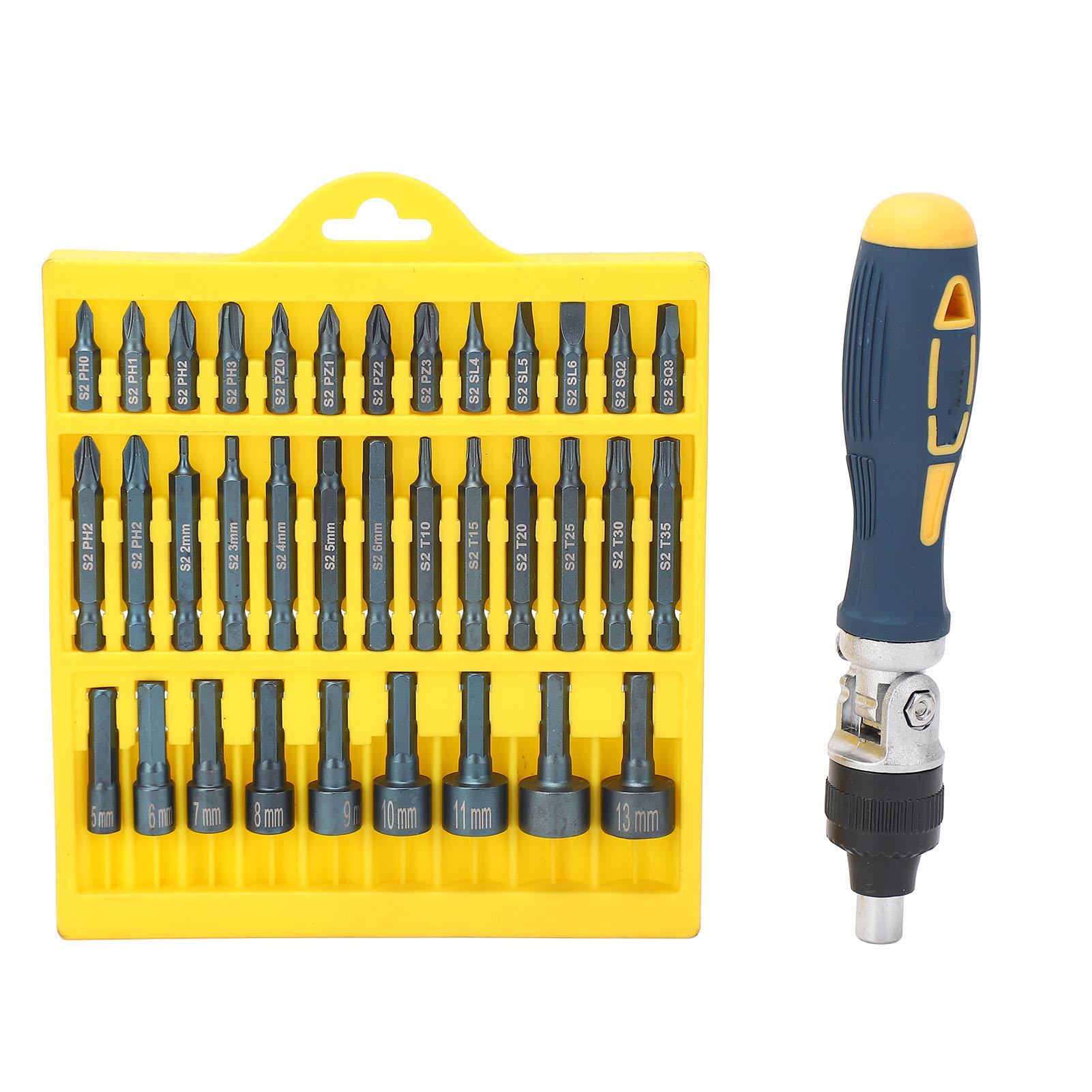 

36Pcs Screwdriver Set Magnetic Rotatable Base 1 4 Socket Ratchet Screwdriver Bit Set Automotive Repair Tool Kit