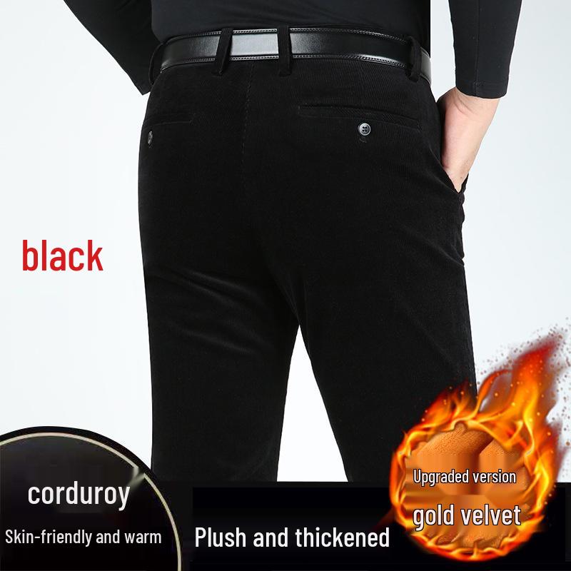 Men's Loose Straight-Leg Corduroy Pants - Pure Cotton Casual Wear for Autumn/Winter