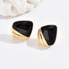 Fashionable Black Resin Spliced Diamond Earrings with A Trendy and High-end Feel, Personalized Earrings