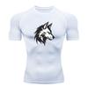 Men's Compression Workout T-Shirt, Stylish Geometric Wolf He