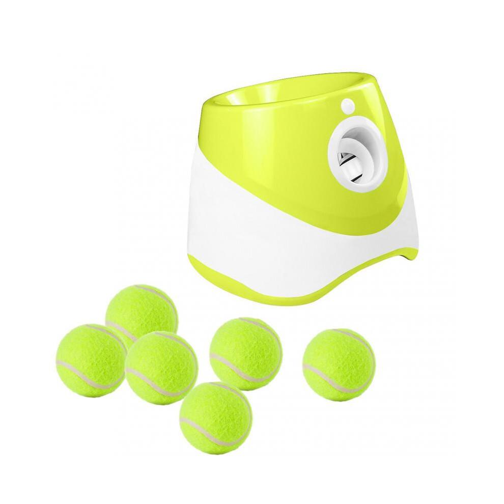 (6 Balls, Fluorescent) Dog Automatic Ball Launcher with 3/6/9 Balls Pet Interactive Ball Thrower Device for Dogs Puppy Pet