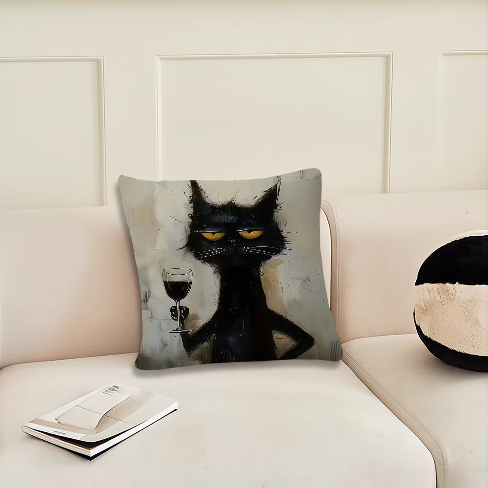 Black Cat Art cushion cover Pillow Cover Decoration Room Home Sofa living Office Car Nordic Simplicity