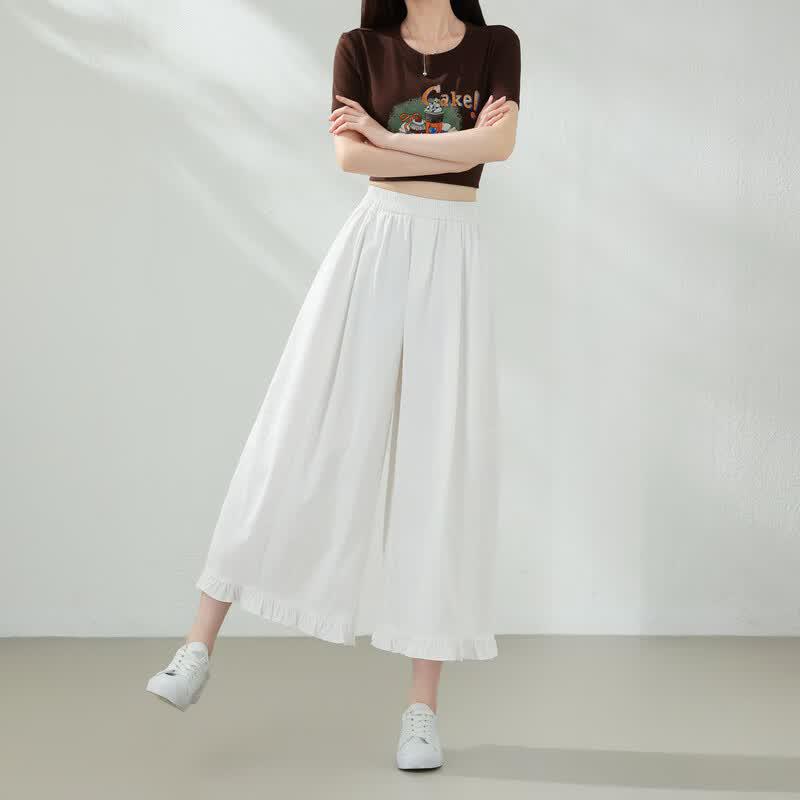 Betu Women's 2026 Summer Petal-Hem Cropped Wide-Leg Pants