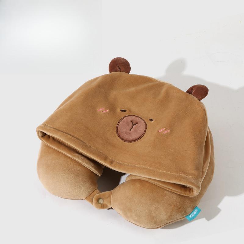 Cartoon U-shaped Pillow Office Nap Neck Pillow Travel Portable Neck Pillow Cute Capybara Neck Pillow Airplane Pillow