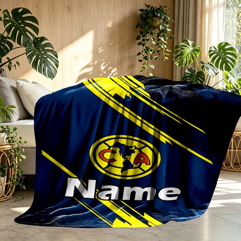 Custom Name Personalized Club America Print Blanket, Home Decor, Bedroom, Sofa, Camping, Couch, Gifts for Birthday Christmas