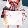 10PCS Rose Printing Packaging Shopping Bag Handle Waterproof Non Woven Fabric Gift Bags Black Clothing Store HandBag