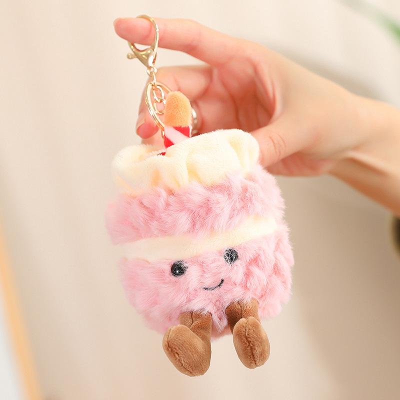 Cute Fun Cake Pendant Succulent Keychain Bag Pendant Simulated Cake Rag Doll Children's Gift