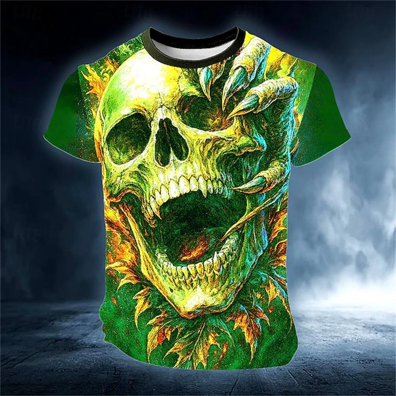 Summer Men's 3D Printed Crew Neck T-Shirt Fashion Versatile Breathable Trend Casual
