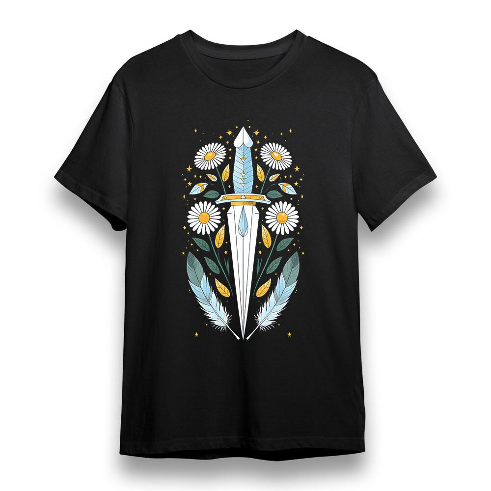 

Men s T-shirt With Mystical Sword Floral Art Graphic Unisex Cotton Plus Size Tee L
