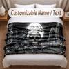 Skull Gothic Theme Soft Blanket Personalized Custom Name Text Print Warm Blanket Home Sofa Bedroom Decor