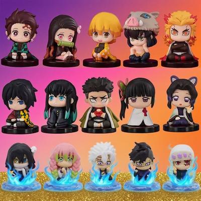 Brand New Q Version Demon Slayer Anime Sitting Ghost Tanjiro Nidouzi Inosuke Zenizu Mini Action Figure Movie Model Toy Doll Gift