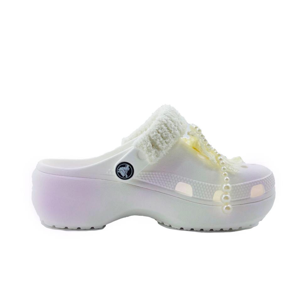 Crocs Classic Platform Clog Bubbling Ice Cream EVA Stylish Comfortable Versatile Hole Shoes Unisex Purple
