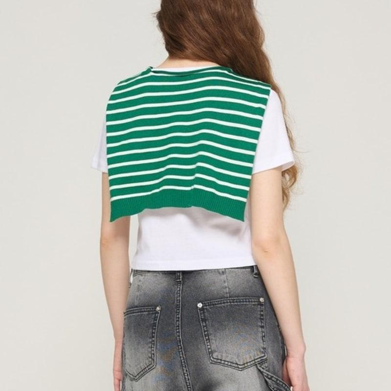 CARGOBROS Pasiasty Warstwowy Dzianinowy Ponczo (Zielony)