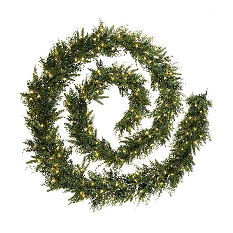 Norfolk Pine Christmas Wreath Door Hanger Fireplace Decor Festive Holiday Accent 2.7M With Lights