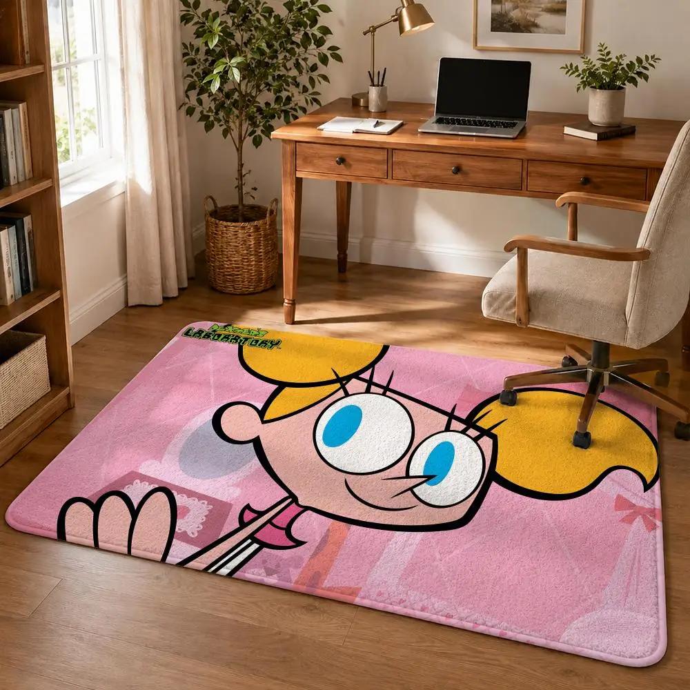 Cartoon D-Dexters Laboratory Good Quality Floor Mat Flannel Rug Non Slip Soft Washable Entryway Hallway Bathroom Kitchen Decor
