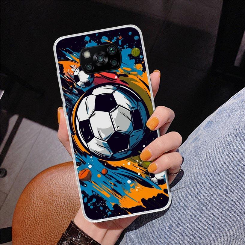 Football Soccer Ball Design Phone Case For Xiaomi Poco X7 X6 X5 Pro F7 Ultra Redmi 15C 15 13C 13 12C 12 10 10A 10C 9 9A 9C 9T Co