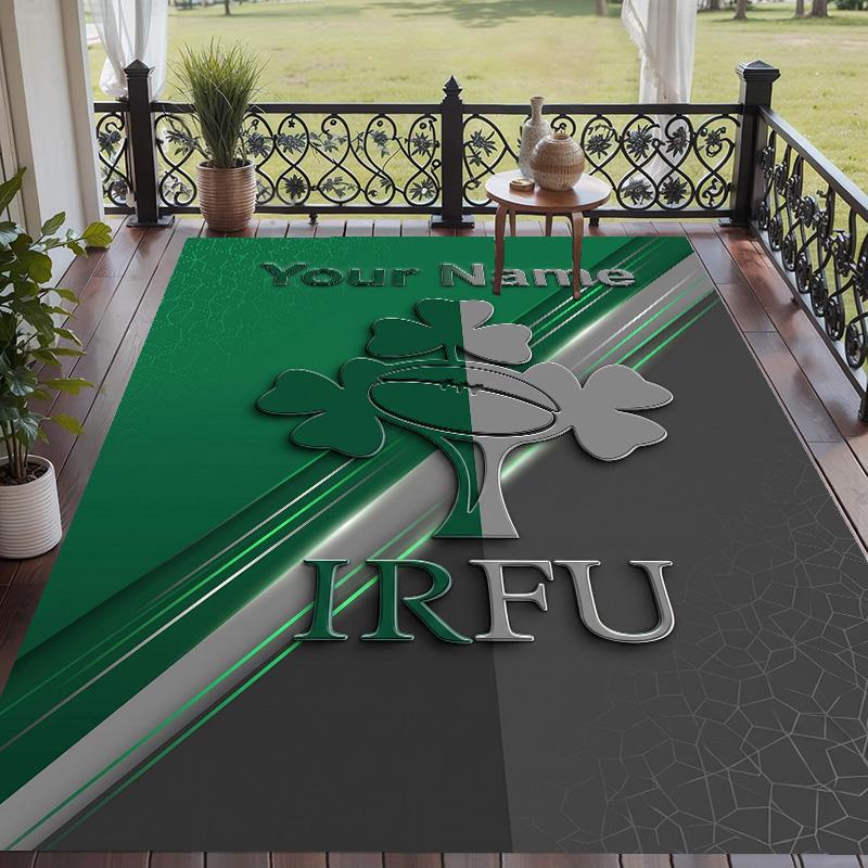 Custom Text Printed Rug Ireland Rugby Non Slip Floor Carpet For Home Room Decor
