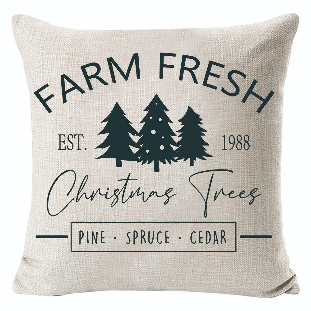 New Christmas Linen Pillow Cover Simple Sofa Pillow Home Printed Cushion Cover