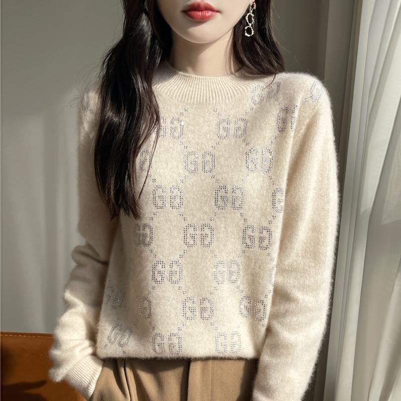 Damen Kaschmirpullover Qinghe Kaschmir 30% Kaschmir 70% Wolle Herbst- und Winterpullover warm und modisch