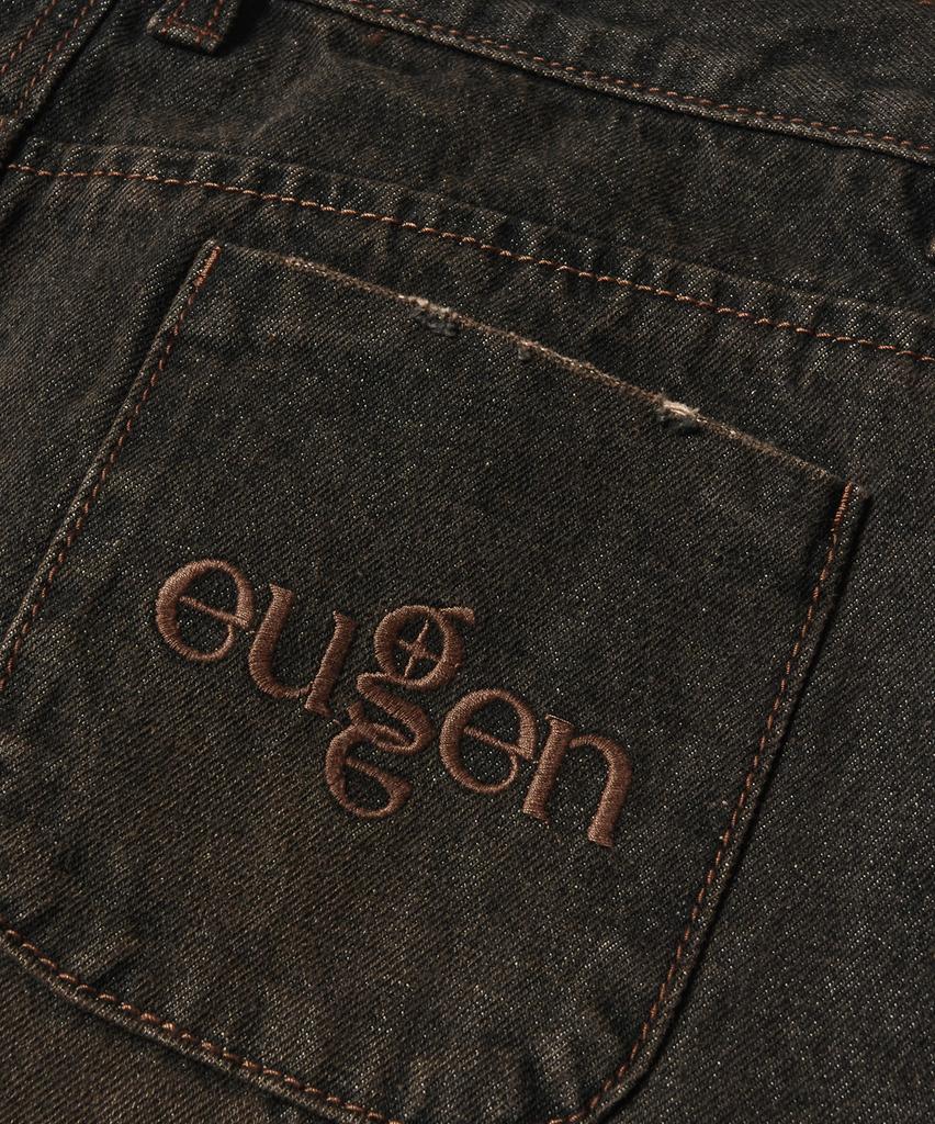 Yujen Slit Washed Denim Long Skirt_Dust Black