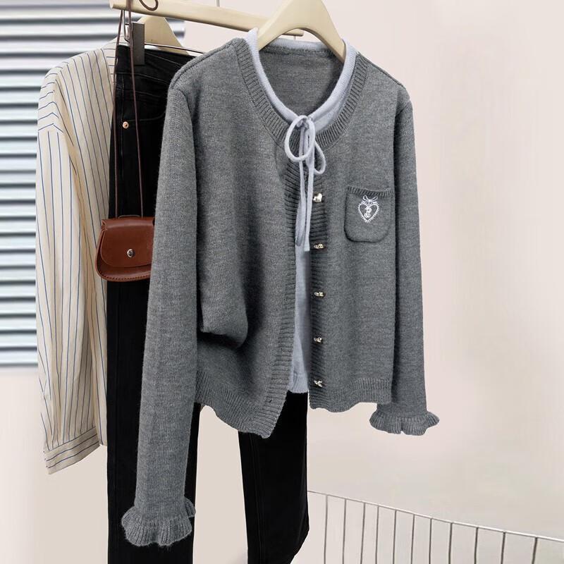 

Women s Faux Two-Piece Color Block Knit Top One Size