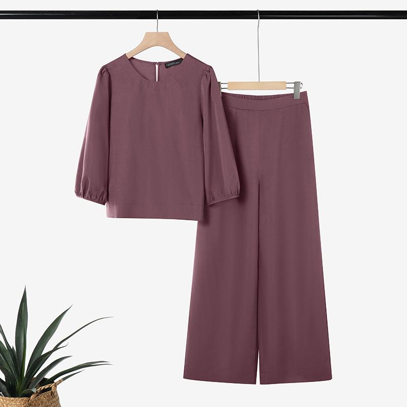 

ZANZEA Women Long Sleeve Blouse and Pants Casual Two Piece Suit Sets 5XL камея рожевий колір