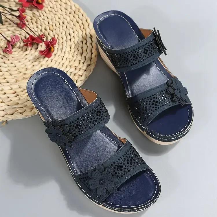 Fashion 2025 Summer Women Wedge Sandals Premium Orthopedic Open Toe Sandals Vintage Anti-slip Leather Casual Female Platform Retro Shoes