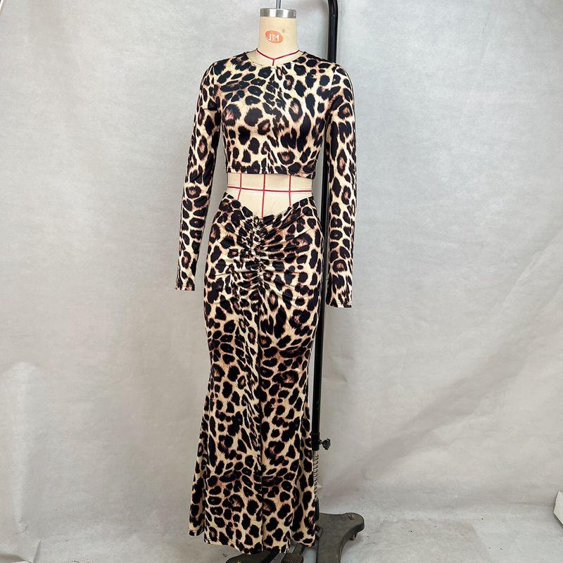 

Sexy Leopard Print Hip Hugging Skirt Set Sexy Leopard Print Bodycon Dress Suit Leopard print S