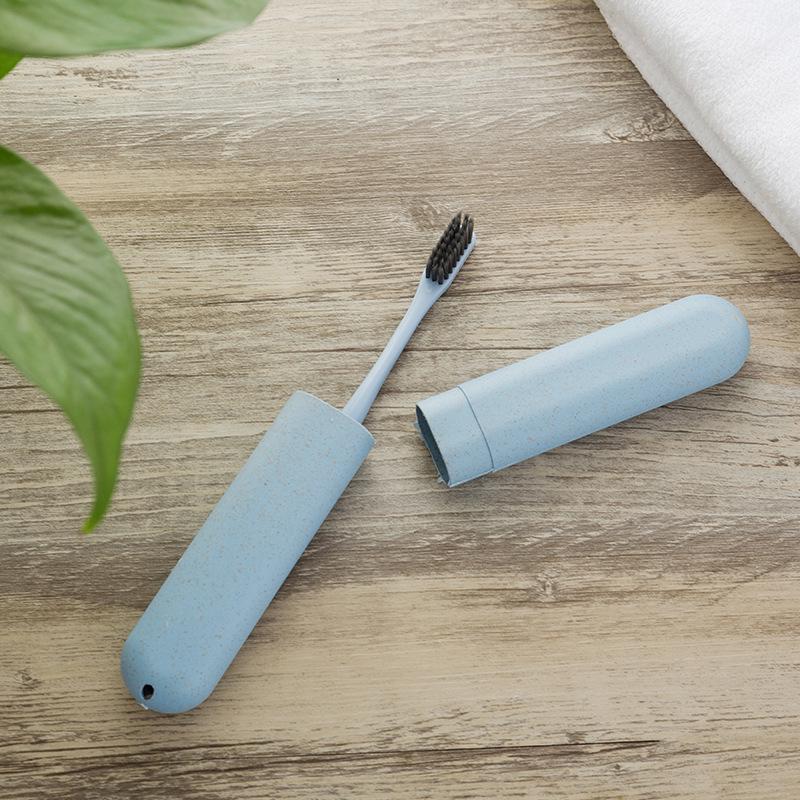 Compact Wheat Straw Travel Toothbrush Holder & Toiletries Storage Box