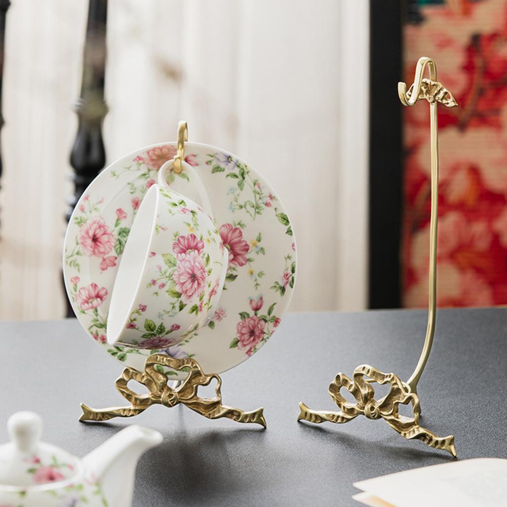 Ständer für Teetassen und Teller, Messinghalter, Retro-Dekoration, dekorativer Espressotassenhalter für Hochzeiten, Jubiläumsgeschenke
