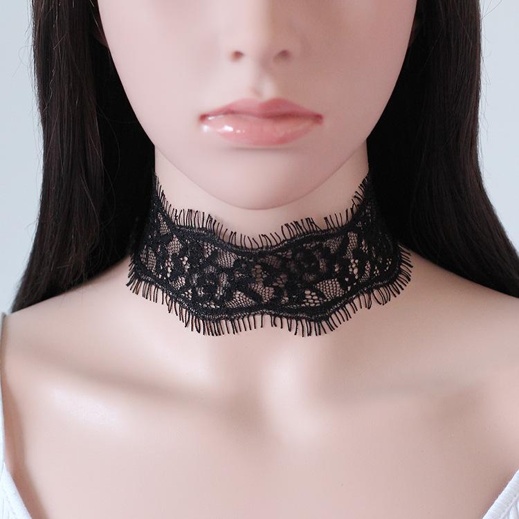 Lace Tassel Choker, Hollow Literary Short Neck Collar, 31–40cm Adjustable