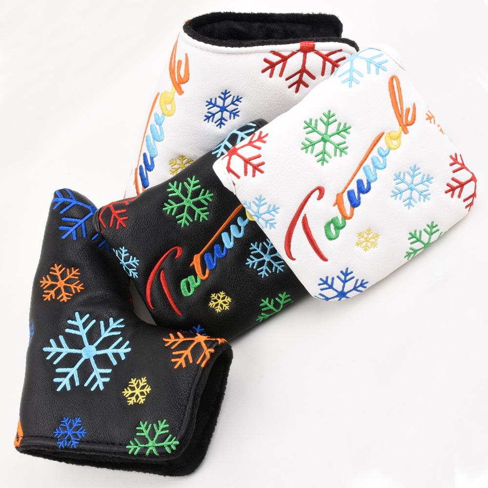 Colorful Embroidered PU Leather Putter Protective Headcover with Magnetic Buckle.