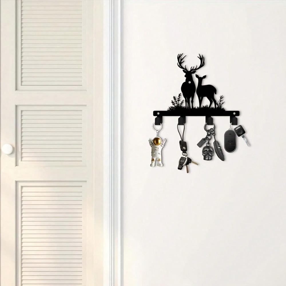 Antler Key Holder Wall Mount 5.9 Inch Modern Coat Rack Durable Hooks for Entryway Porch Office Decor