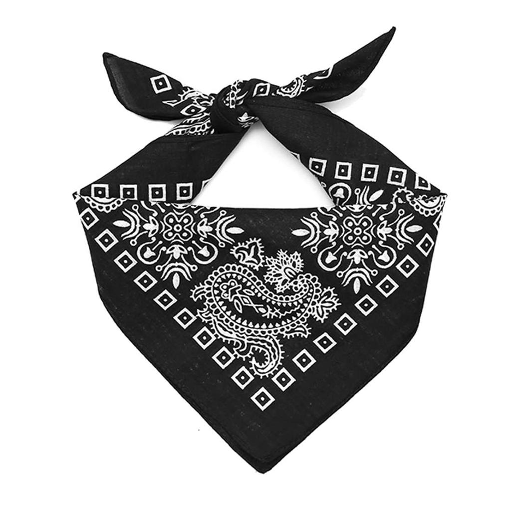 Trifong Bandana Black Unisex Cotton 100% Cotton Cashew Paisley Men's Black 55cm X 55cm