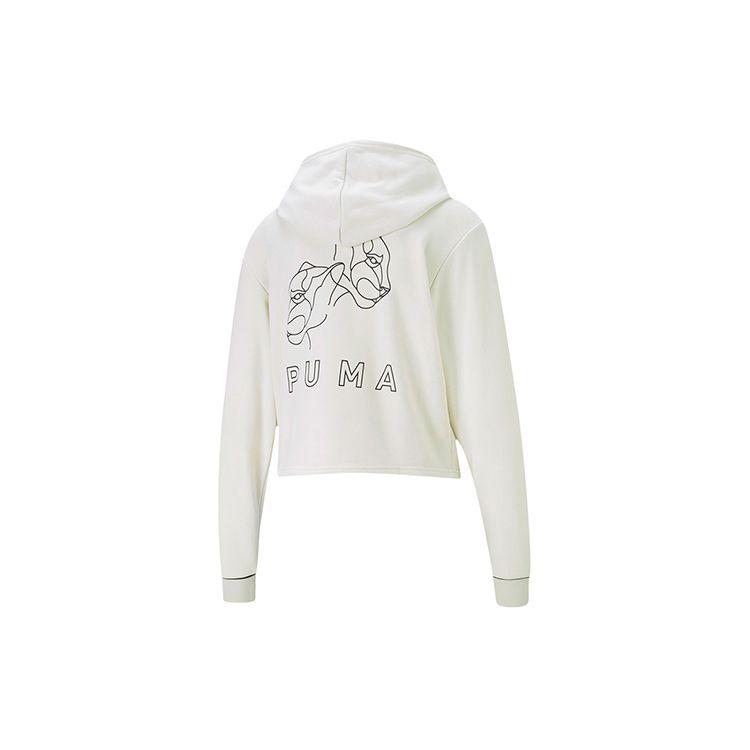 Puma Style Cat Crop Knit Hoodie Women Tops Smoky-Grey 587162-05