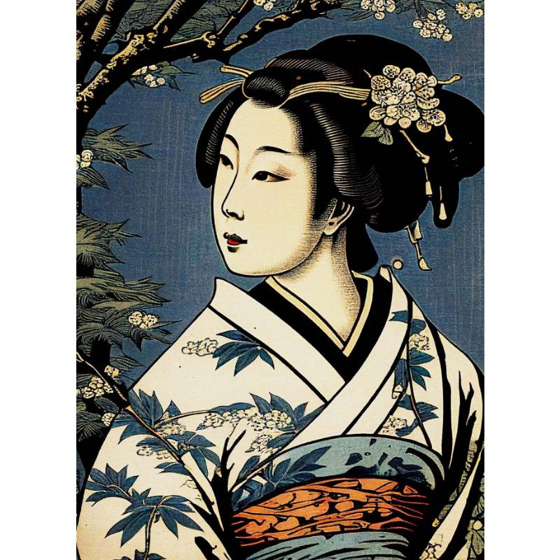 Vintage Japanische Porträt- und Landschaftsposter Geisha Samurai Tempel Narzissen Leinwandmalerei Wandkunst Bild Heimdekor