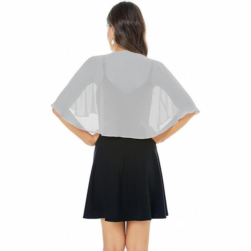 Summer Womens Chiffon Short Wrap Shawl With Single Button For Sun Protection And Bridal Accessories
