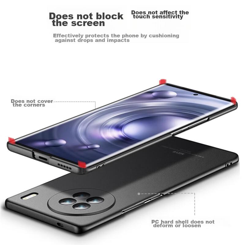 MAIKUQI Compatible with VIVO X90/X90s, Universal Phone Case, Full Coverage Frosted Anti-Drop Protective Cover - Matte Black