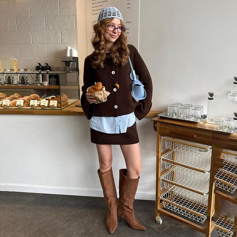 Casual Knit Solid Women Cardigan Fashion Flare Long Sleeve Single Breasted O-neck Female Sweater Autumn Lady Knitwear New
