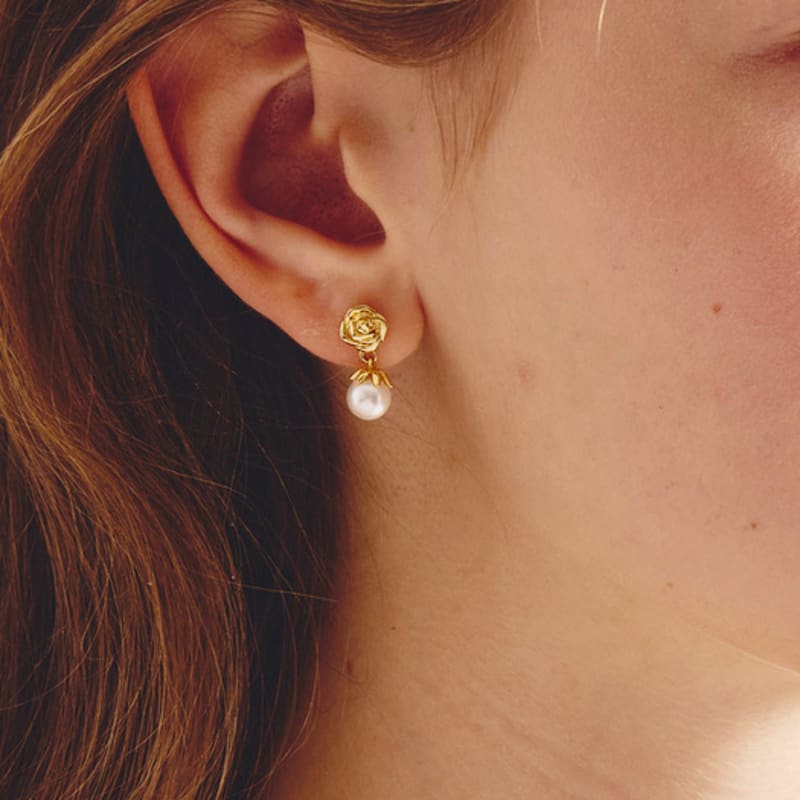 

noonoo fingers Rich Rose Earrings yellow gold