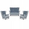 Set Ohrensessel CAROL DUO Sofa Sessel Family Möbel grau - marineblau