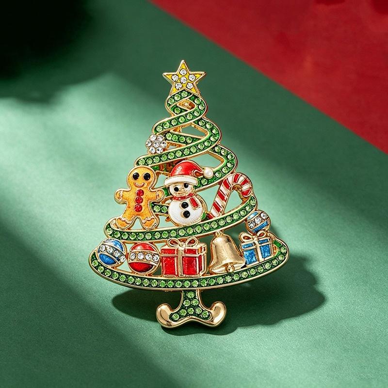 Christmas Themed Brooch Sparkly Rhinestone Cute Designs For Holiday Wear Christmas Party Gifts Fashion Jewelry