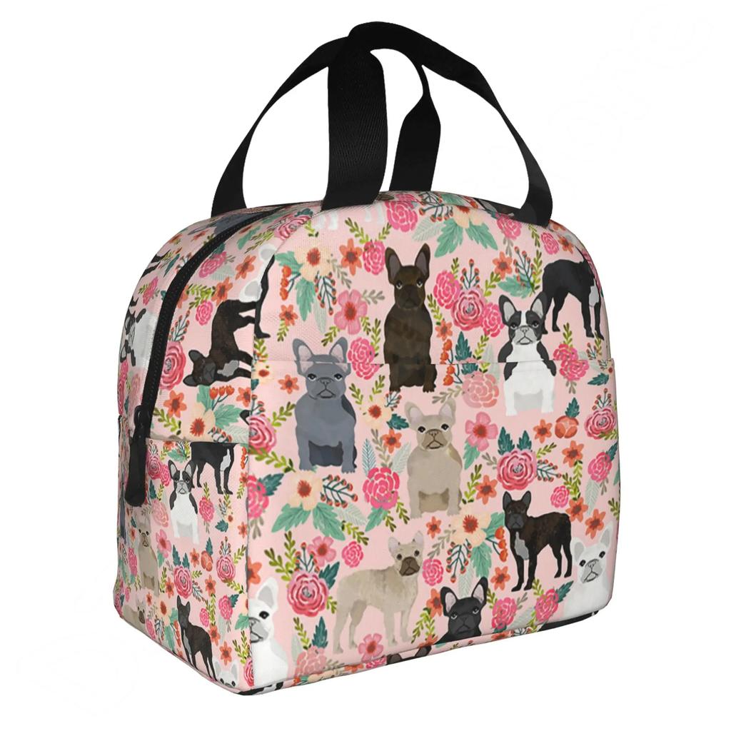 French Bulldogs Dog Insulated Lunch Bag for Women Men and Kids Large and Reusable Handle Freezable Work School Travel Tote Bags