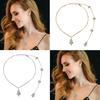 Rhinestones Bridal Back Chain Necklace Long Drop for Women Bride Ladies Body Chain Wedding Dress Body Jewelry Accessory