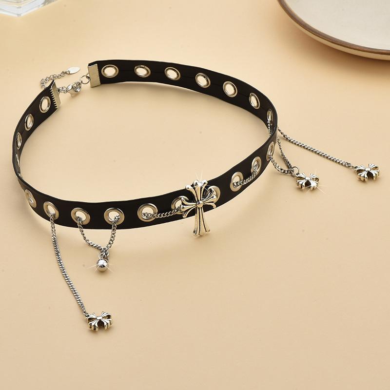 Punk Dark Vintage Cross Necklace Female Choker Collar Collar Sweet Cool Babes Collarbone Chain