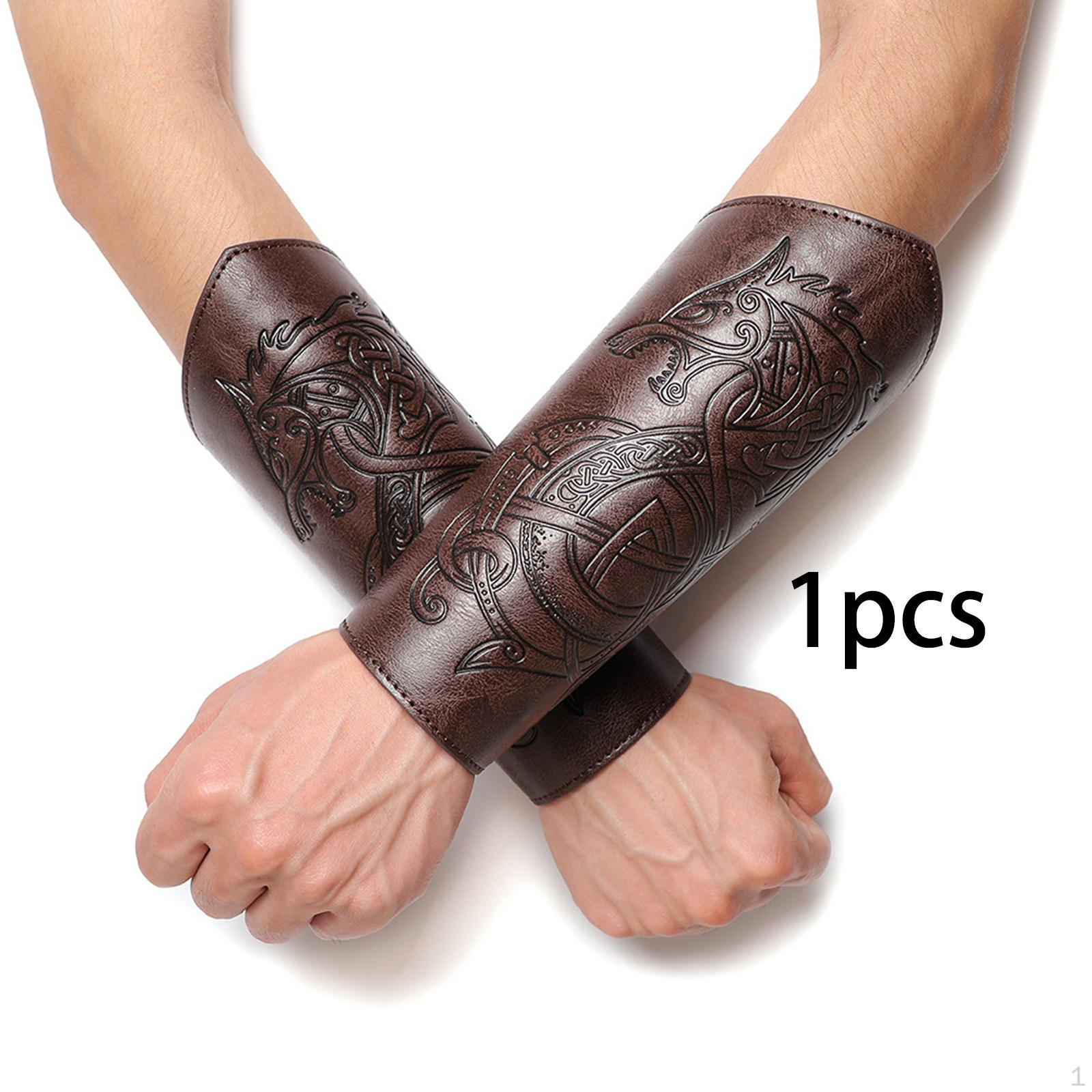 

Взрослые ретро средневековые наручи PU перчатка браслет для маскарада темно-коричневого