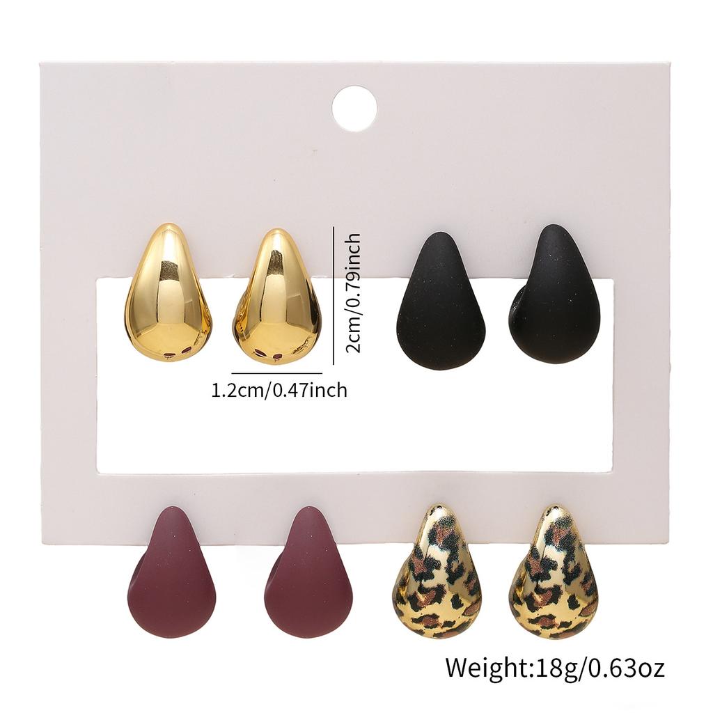 Hot-selling water drop stud earrings set, simple and versatile resin earrings, fashionable geometric earrings, multi-color optional