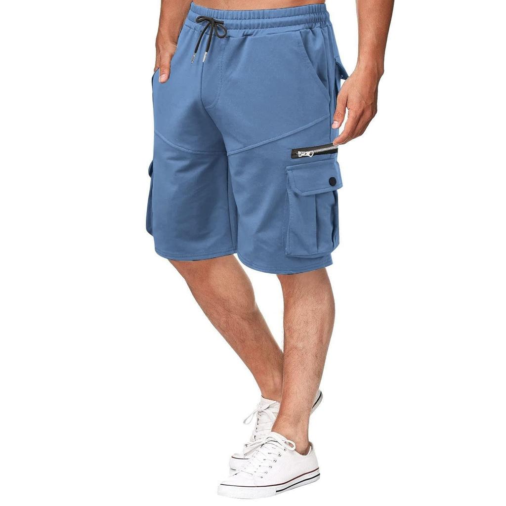 Pantaloncini da lavoro estivi da uomo Pantaloni larghi casual a cinque punti Pantaloncini da jogging da uomo con cerniera multitasche